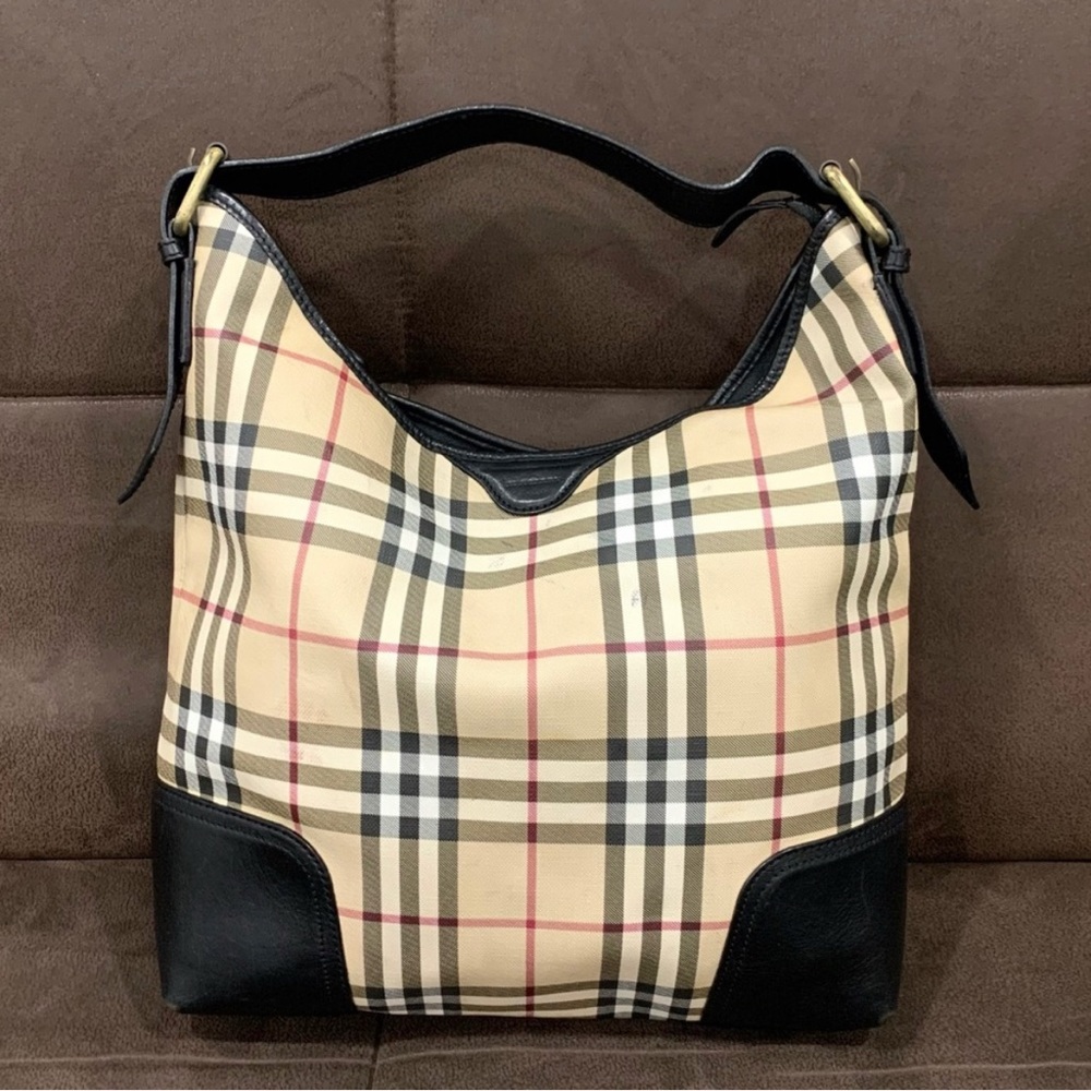 💯 Authentic Burberry Vintage Nova Check Hobo Shoulder Bag Purse Handbag y2k